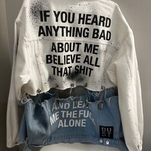 Dust of Gods “Leave me alone pinned jacket”  Brand New Size small. Never worn!